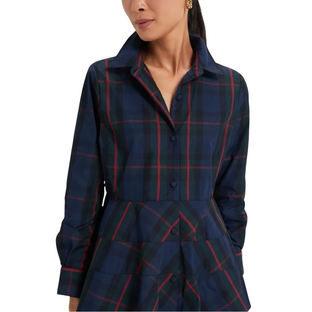 Tuckernuck Navy Plaid Women's Top